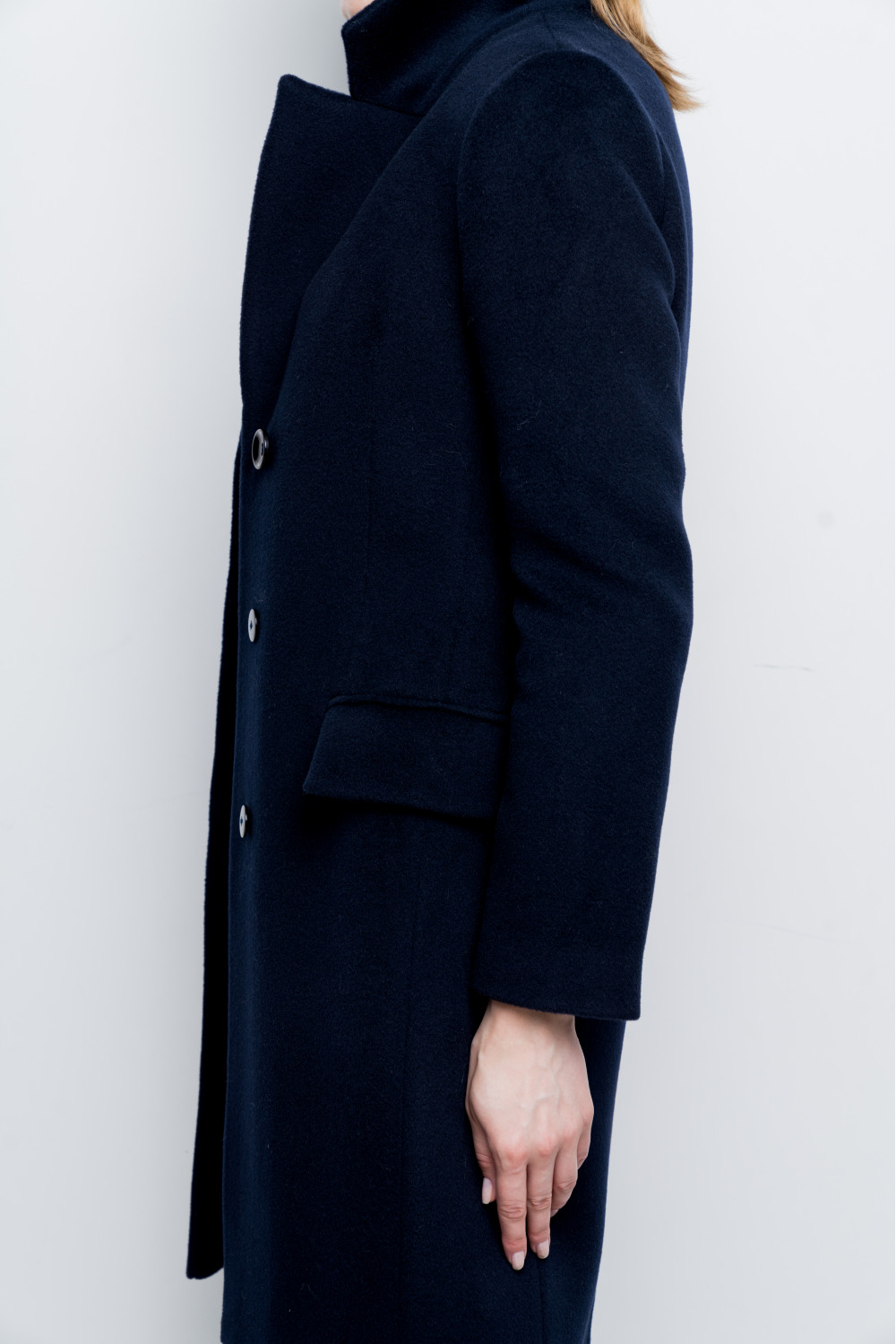 Утепленное пальто классического кроя S41wa/темно-синий